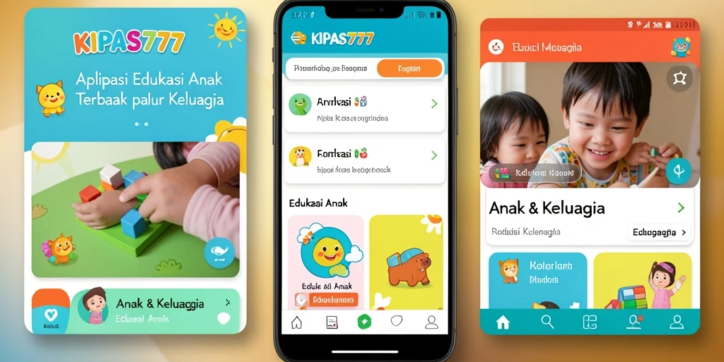 Antarmuka aplikasi KIPAS777 yang ramah anak dan menarik.