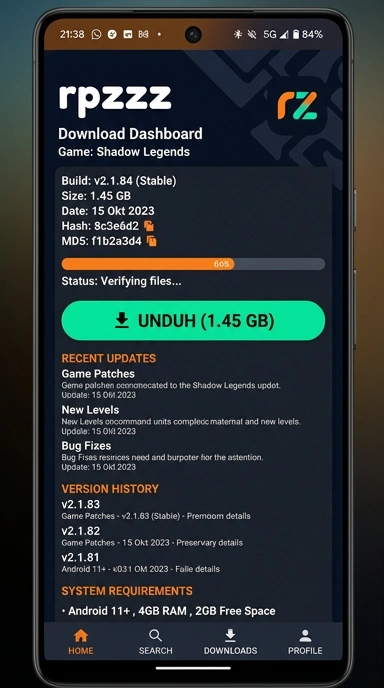 Tampilan halaman APK rpzzz